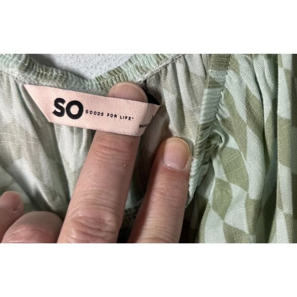 SO Womens Green Checkered Ruffle Double Cinched Waist Top XL Peasant Cottagecore - Picture 10 of 13